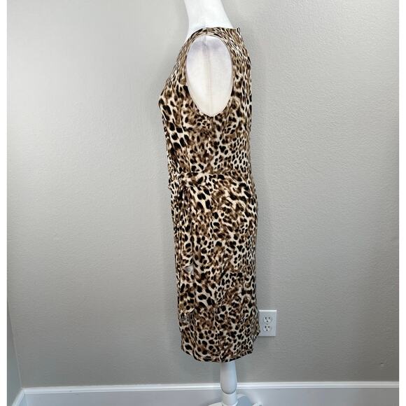 Catherine Malandrino Leopard Animal Print Midi Sheath Dress NWT Medium - Picture 2 of 11